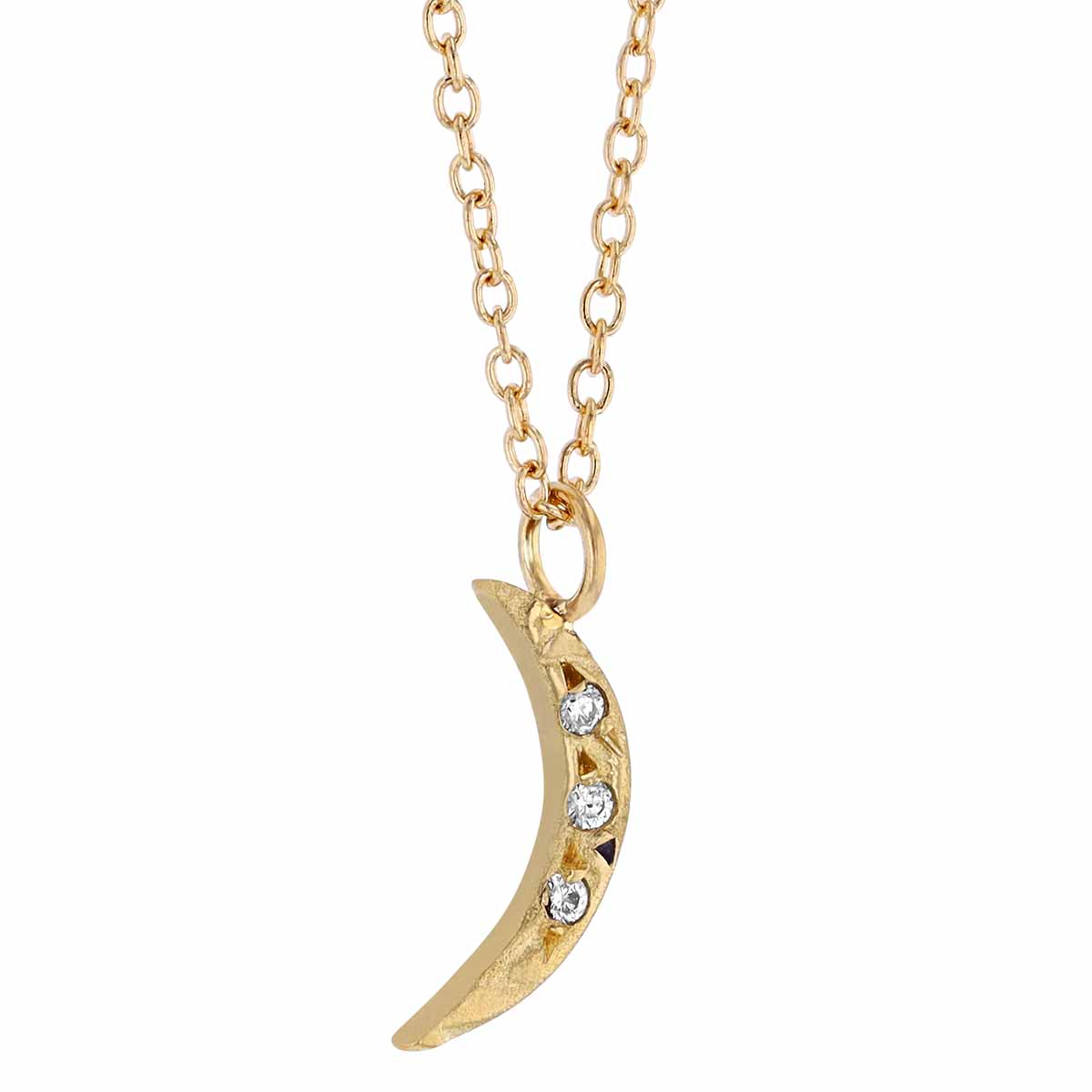 Robin Haley Diamond Crescent Moon Small Pendant in Yellow Gold, 16