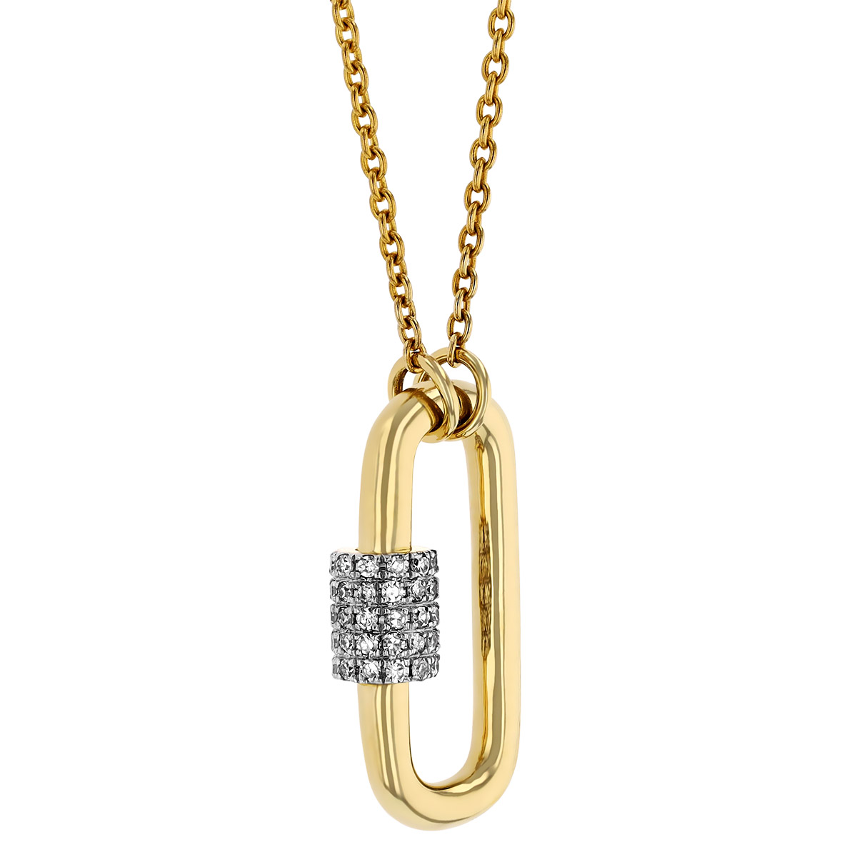 Yellow Gold Link Convertible Pendant with Diamond Pavé Cuff Accent, 18