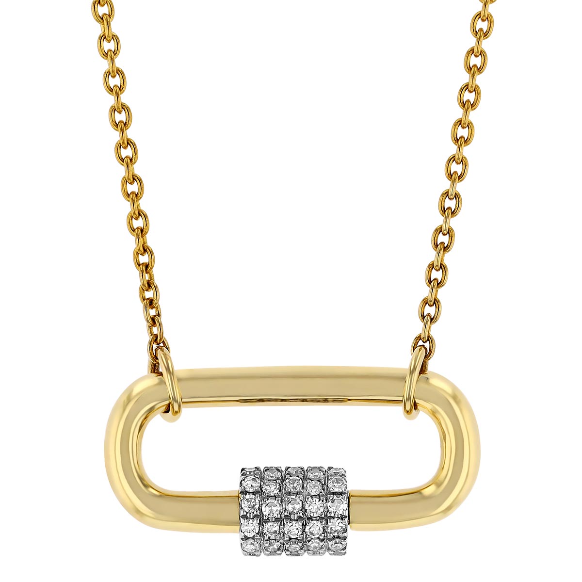 Yellow Gold Link Convertible Pendant with Diamond Pavé Cuff Accent, 18