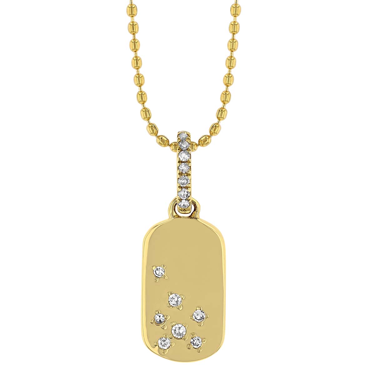 Yellow Gold Tag Pendant with Scattered Diamonds, 18
