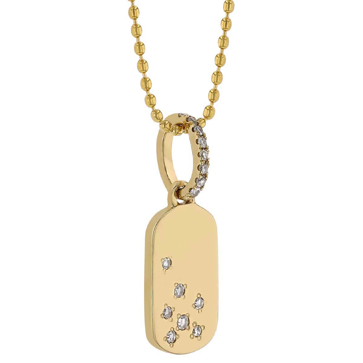 Yellow Gold Tag Pendant with Scattered Diamonds, 18