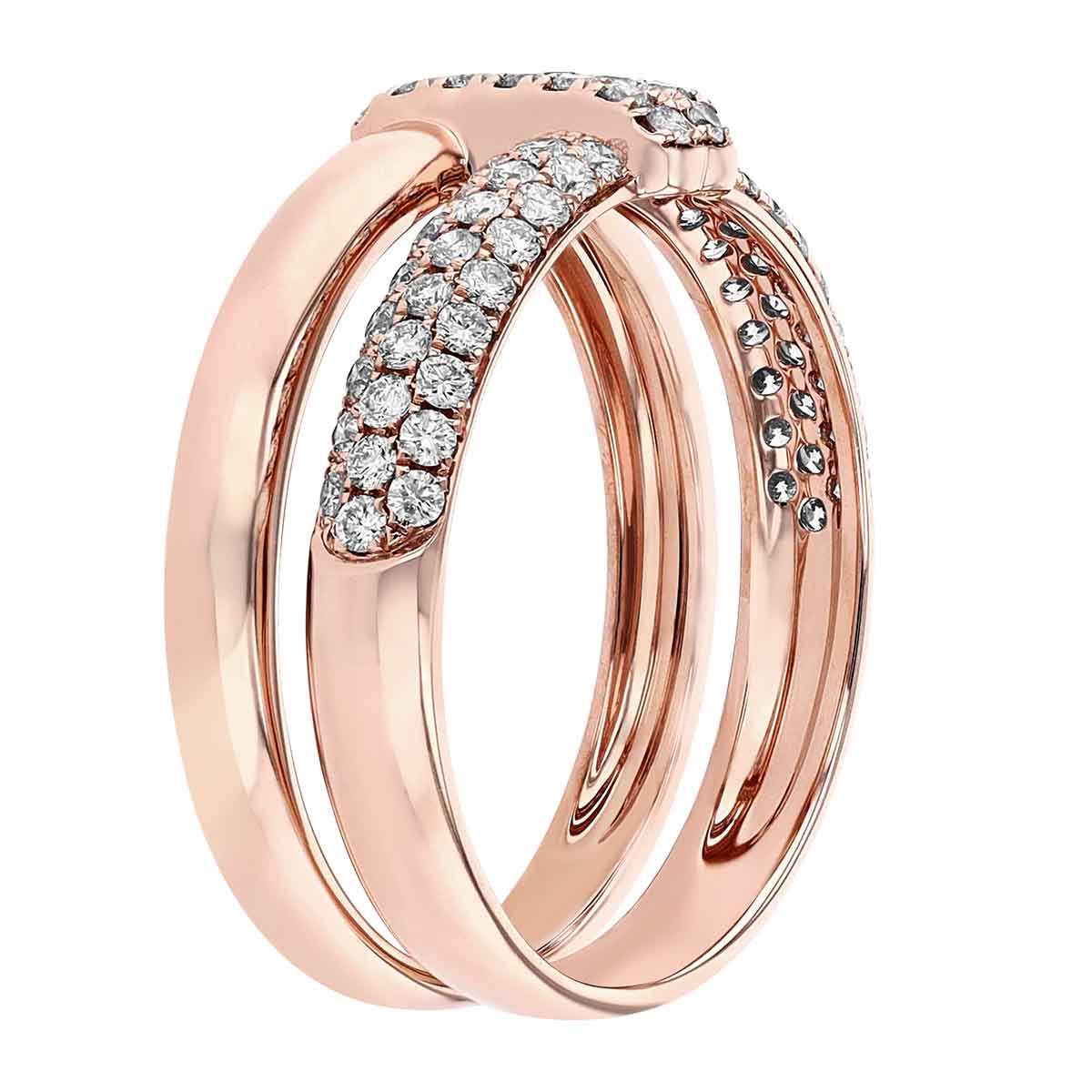 Diamond Pavé Overlay 2 Row Ring in Rose Gold