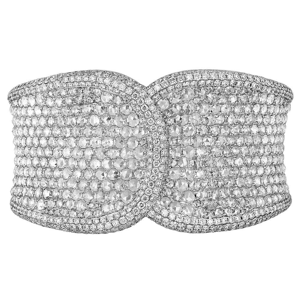 Diamond Pave Overlap Cuff Bracelet in White Gold by TARA