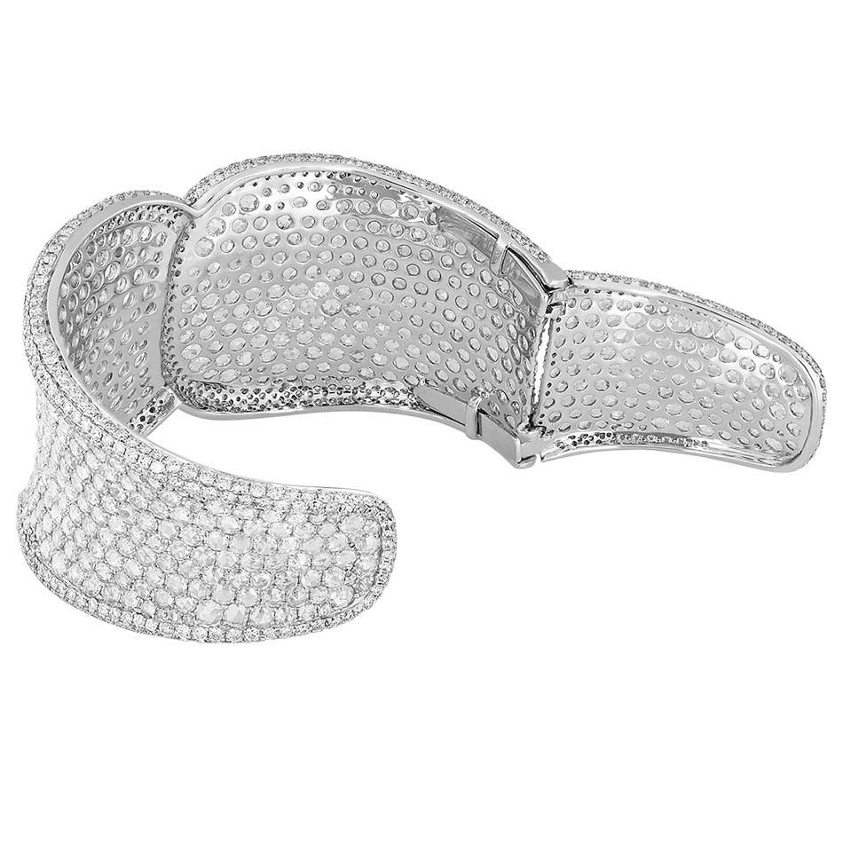 Diamond Pave Overlap Cuff Bracelet in White Gold by TARA