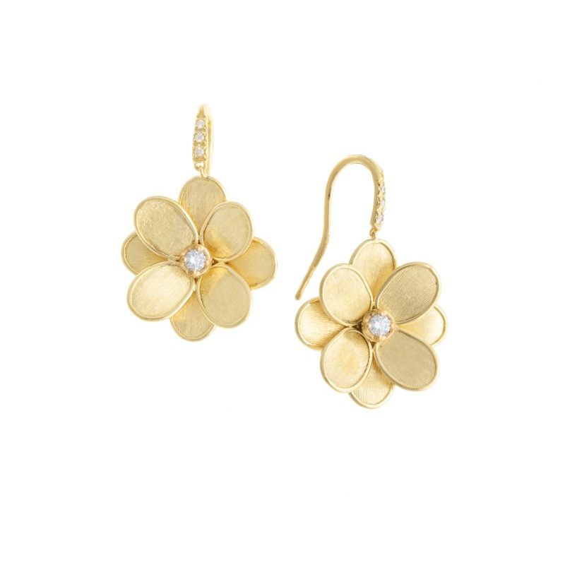 Marco Bicego Petali French Hook Flower and Diamond Earrings