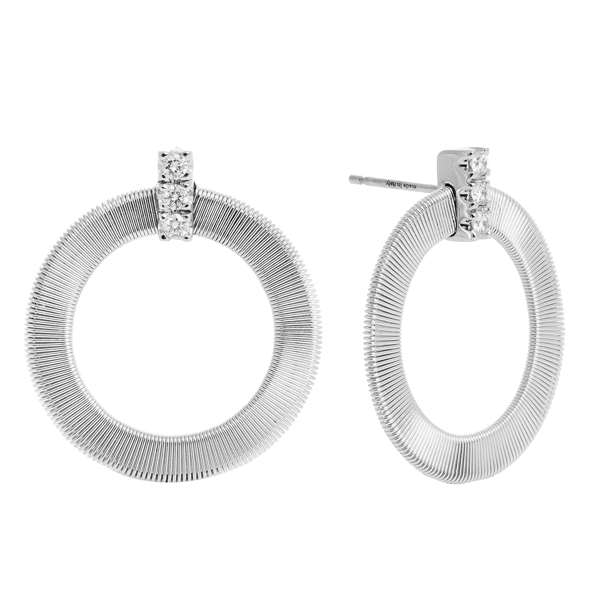 Marco Bicego Masai Diamond Circle Postback Earrings in White Gold