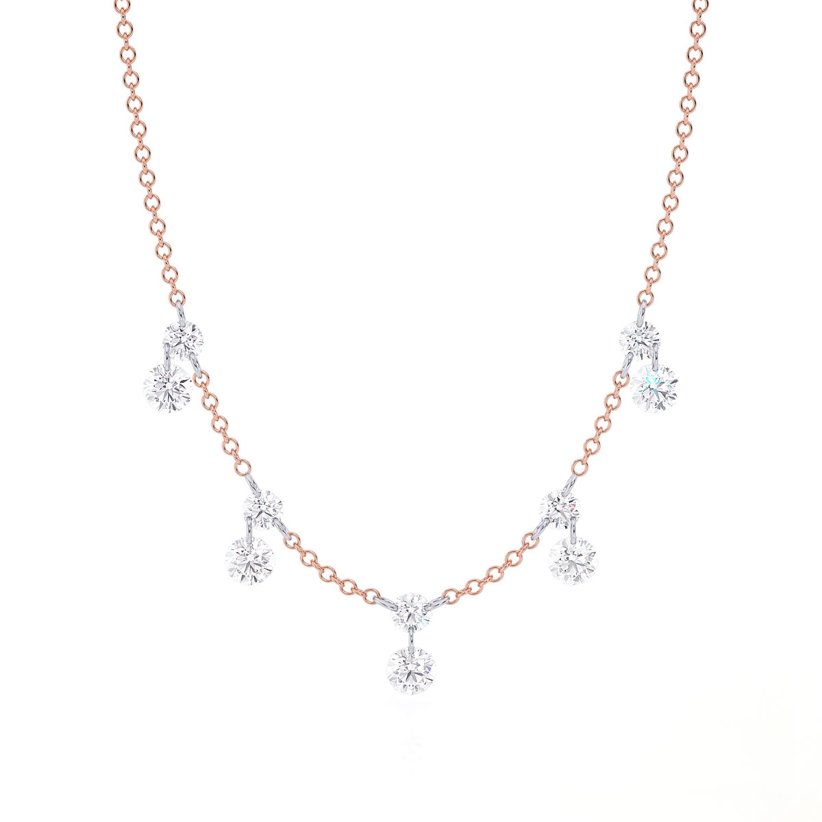 Aresa Shelley No. 10 Diamond Drop Fringe Necklace in Rose Gold, 18