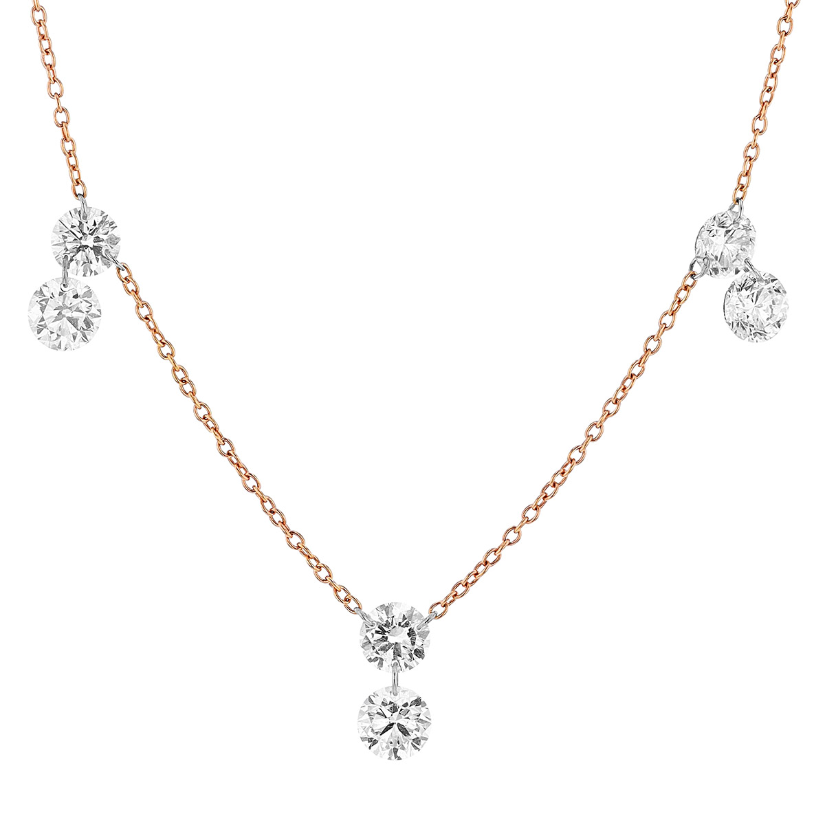 Aresa Shelley No. 10 Diamond Drop Fringe Necklace in Rose Gold, 18