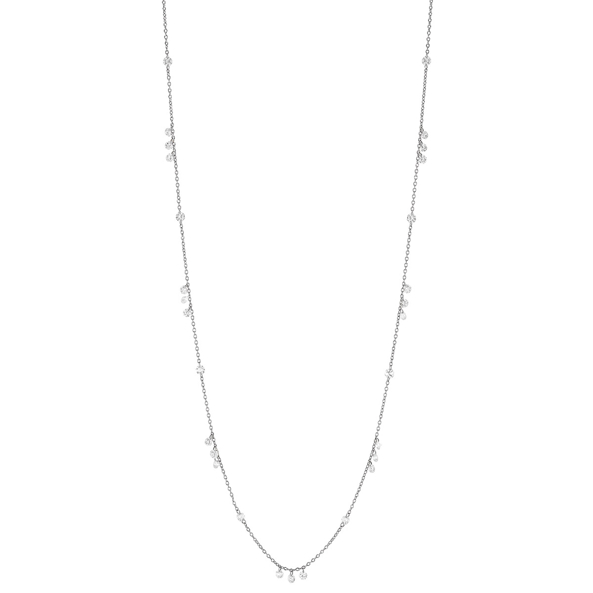 Aresa Lovelace Diamond Fringe Necklace in White Gold, 1.50 cttw, 19