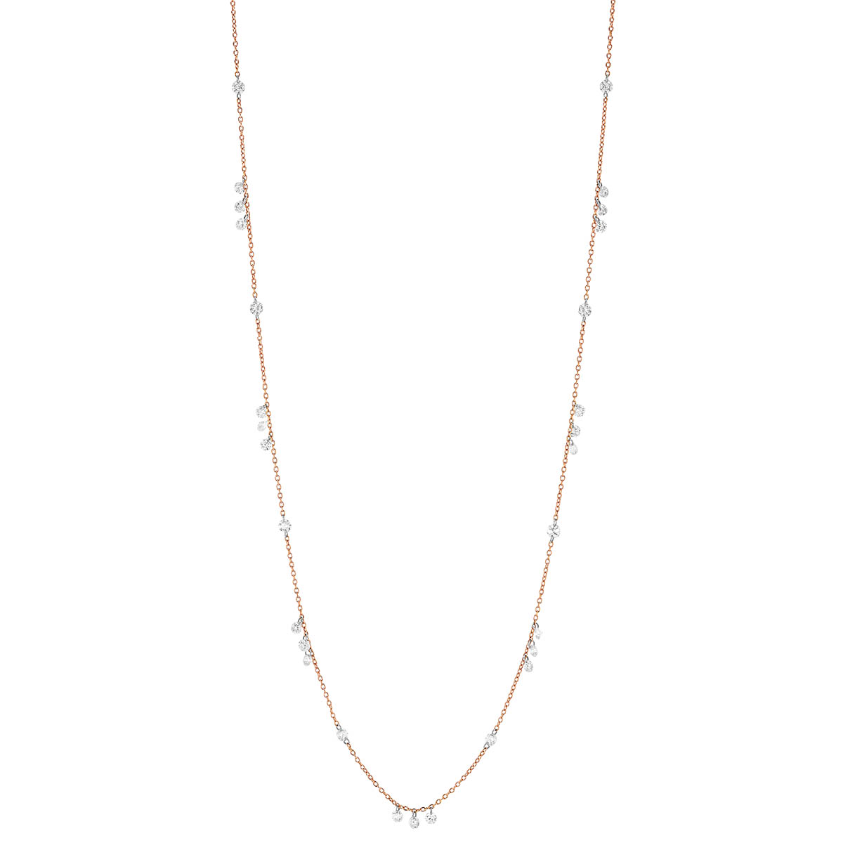 Aresa Lovelace Diamond Fringe Necklace in Rose Gold, 1.50 cttw, 19
