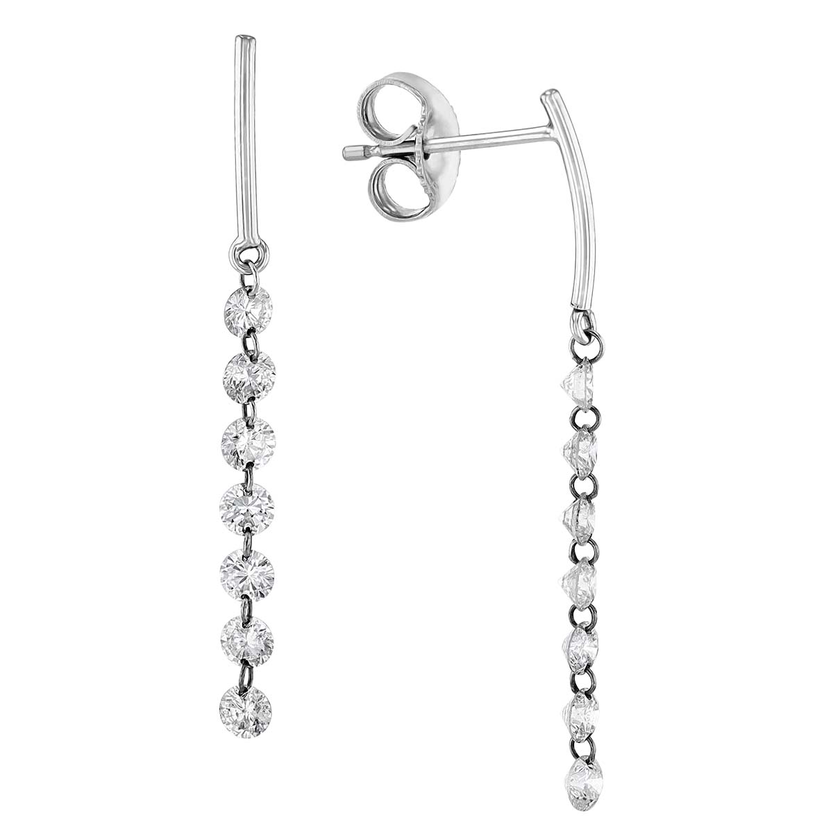 Aresa Cassatt No. 7 Diamond Drop Earrings in White Gold