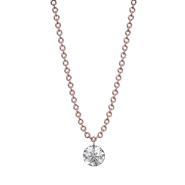 Aresa Hadid Solitaire Round Diamond Pendant in Rose Gold, 18