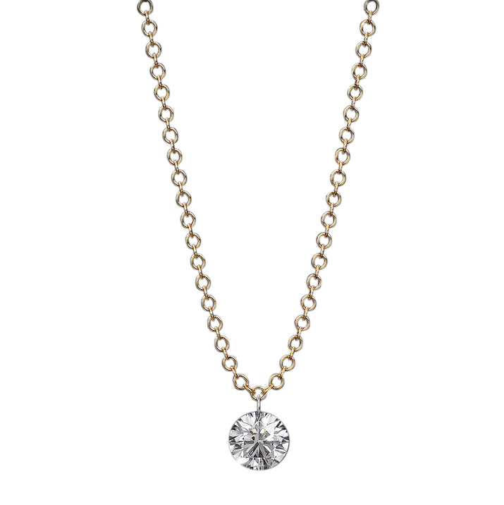 Aresa Hadid Solitaire Round Diamond Pendant in Yellow Gold, 18