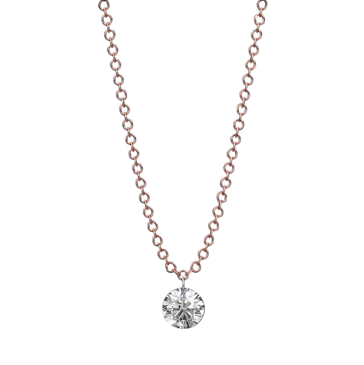 Aresa Hadid Solitaire Round Diamond Pendant in Rose Gold, 18