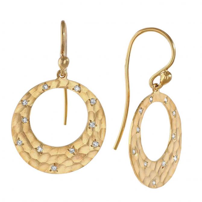 Marika Yellow Gold Dangle Earrings with Diamonds