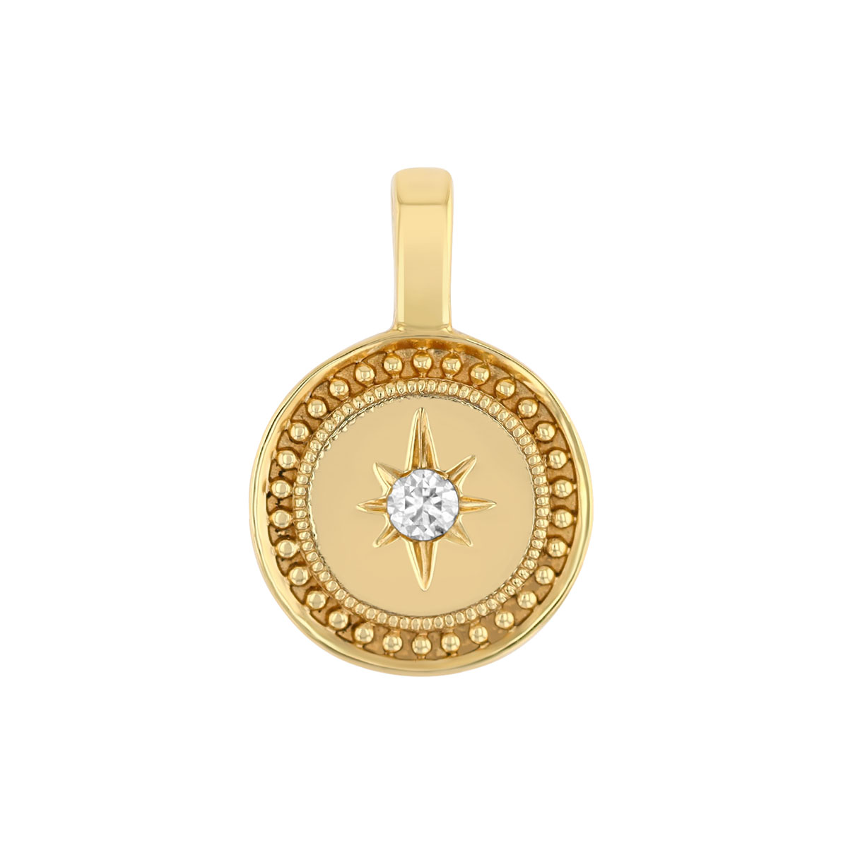 Sethi Couture Single Diamond Beaded Circle Charm in Yellow Gold