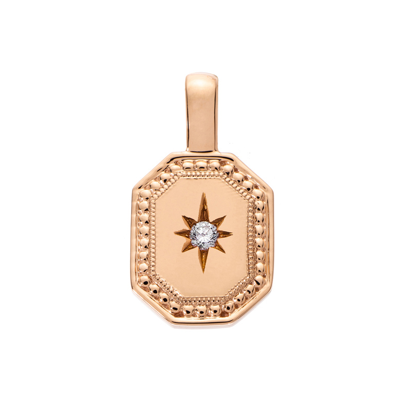 Sethi Couture P.S. Small Tag Charm in Rose Gold with Diamond Star