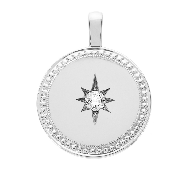 Sethi Couture P.S. Round Charm in White Gold with Diamond Star