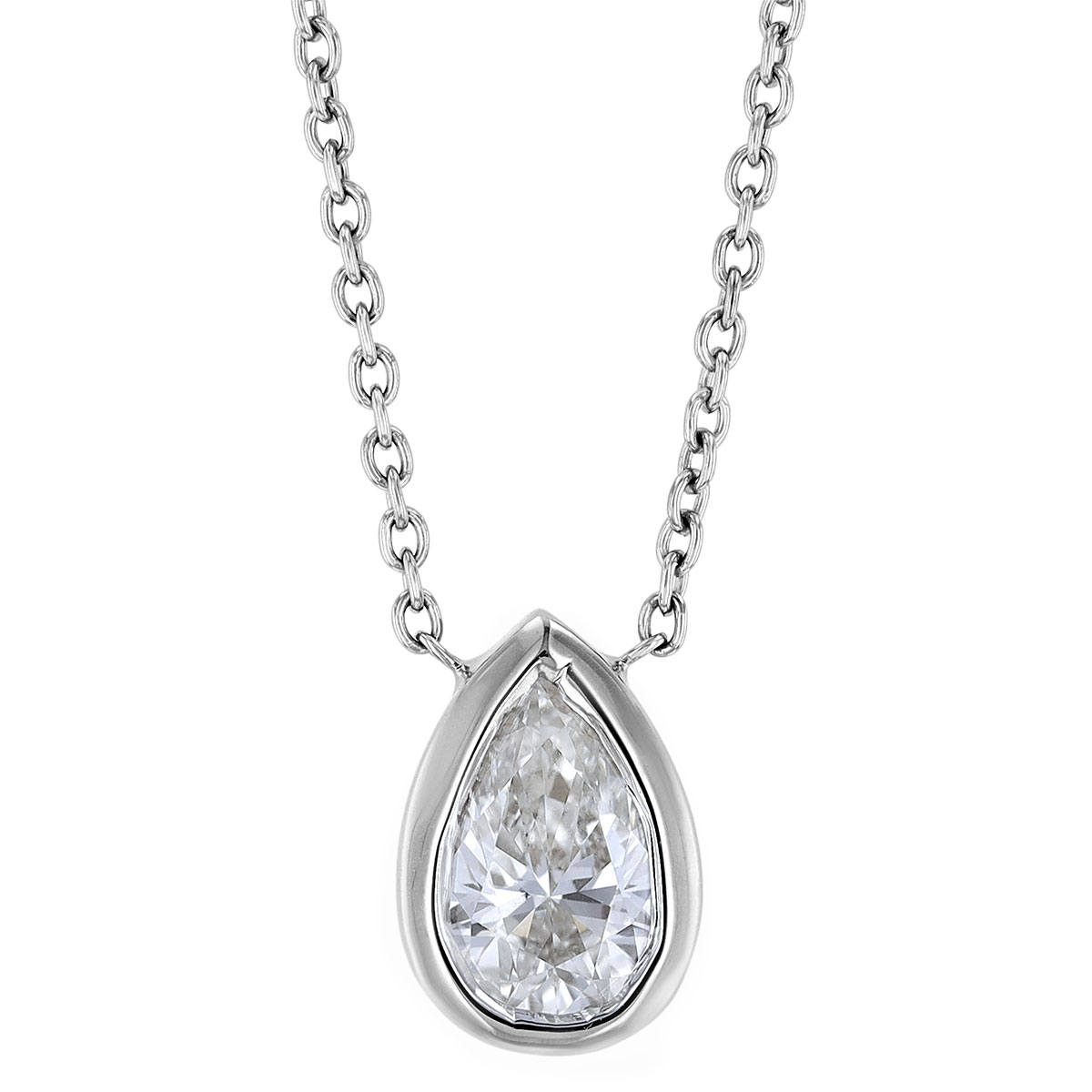 Roberto coin tiny treasures pear shaped diamond necklace in white gold