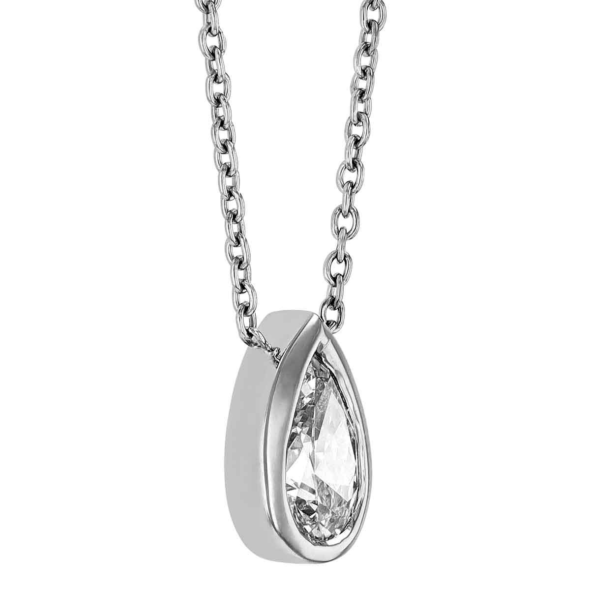 Roberto Coin Tiny Treasures Pear Shaped Diamond Necklace in White Gold, .38 ct