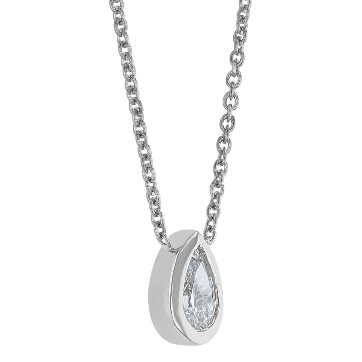 Roberto Coin Tiny Treasures Pear Shaped Diamond Necklace in White Gold, .20 ct