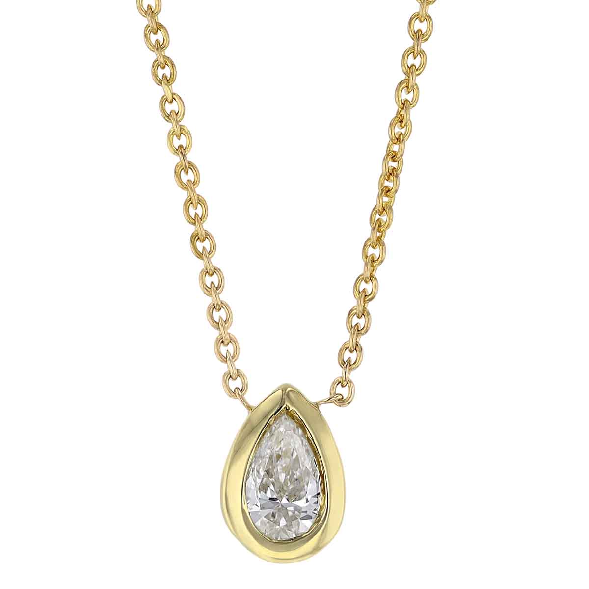 Roberto Coin Tiny Treasures Pear Shaped Diamond Necklace in Yellow Gold, .20 ct