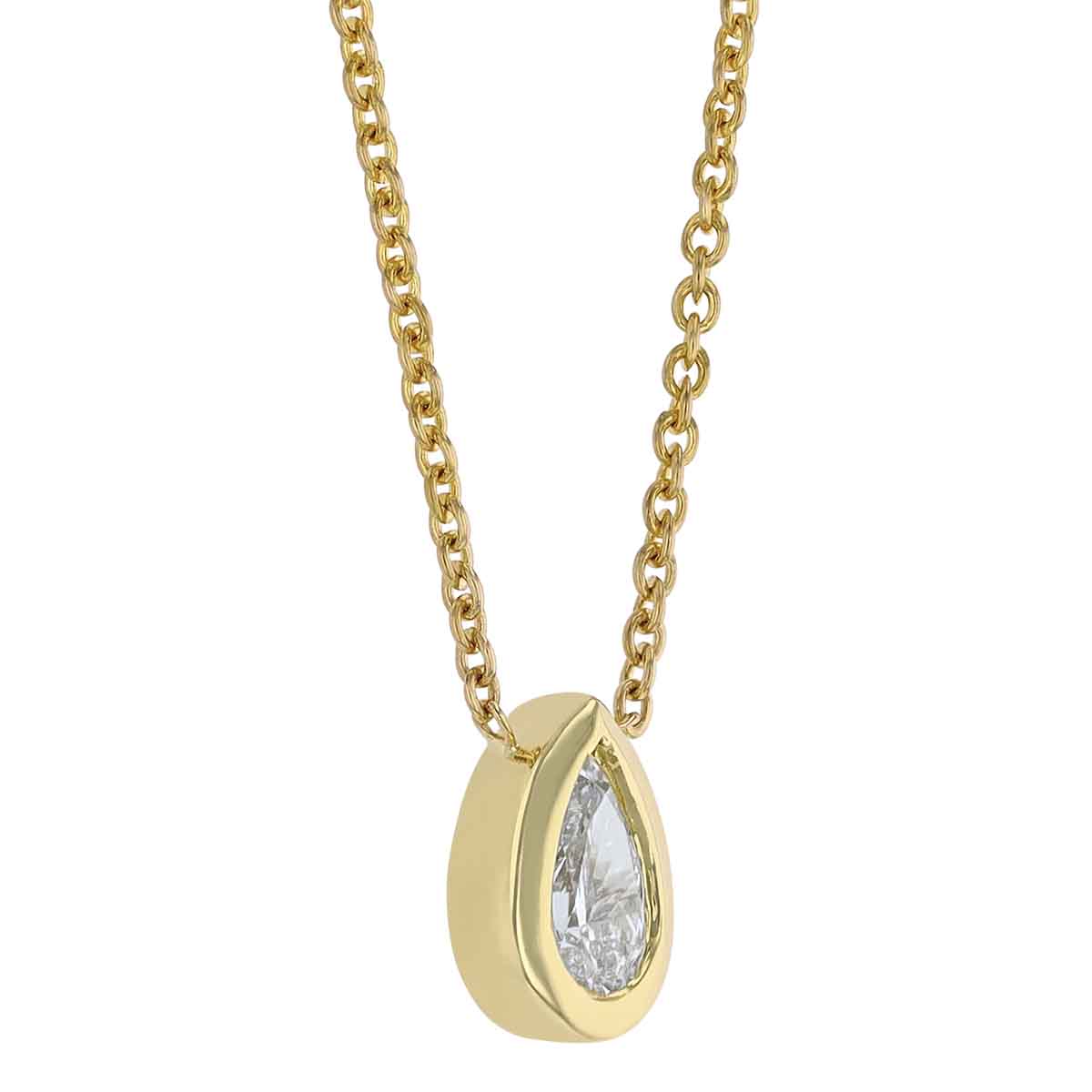 Roberto Coin Tiny Treasures Pear Shaped Diamond Necklace in Yellow Gold, .20 ct