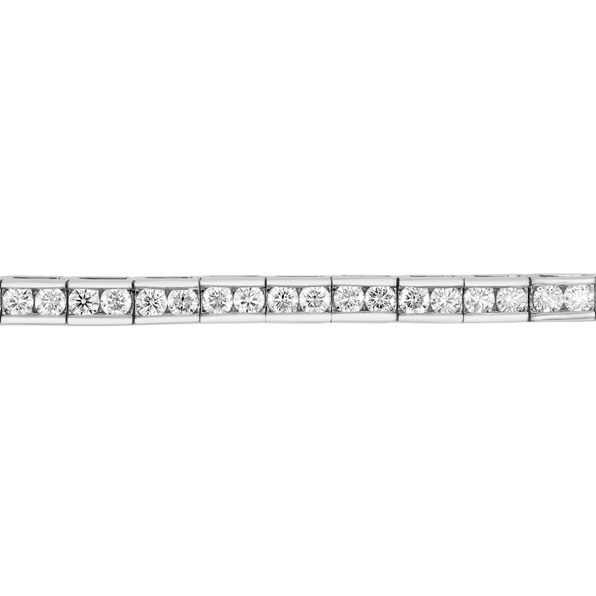 Diamond Channel Set Link Tennis Bracelet in White Gold, 5.00 aptw