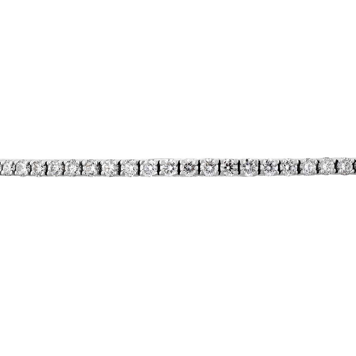 Diamond Tennis Slim Bangle Bracelet in White Gold