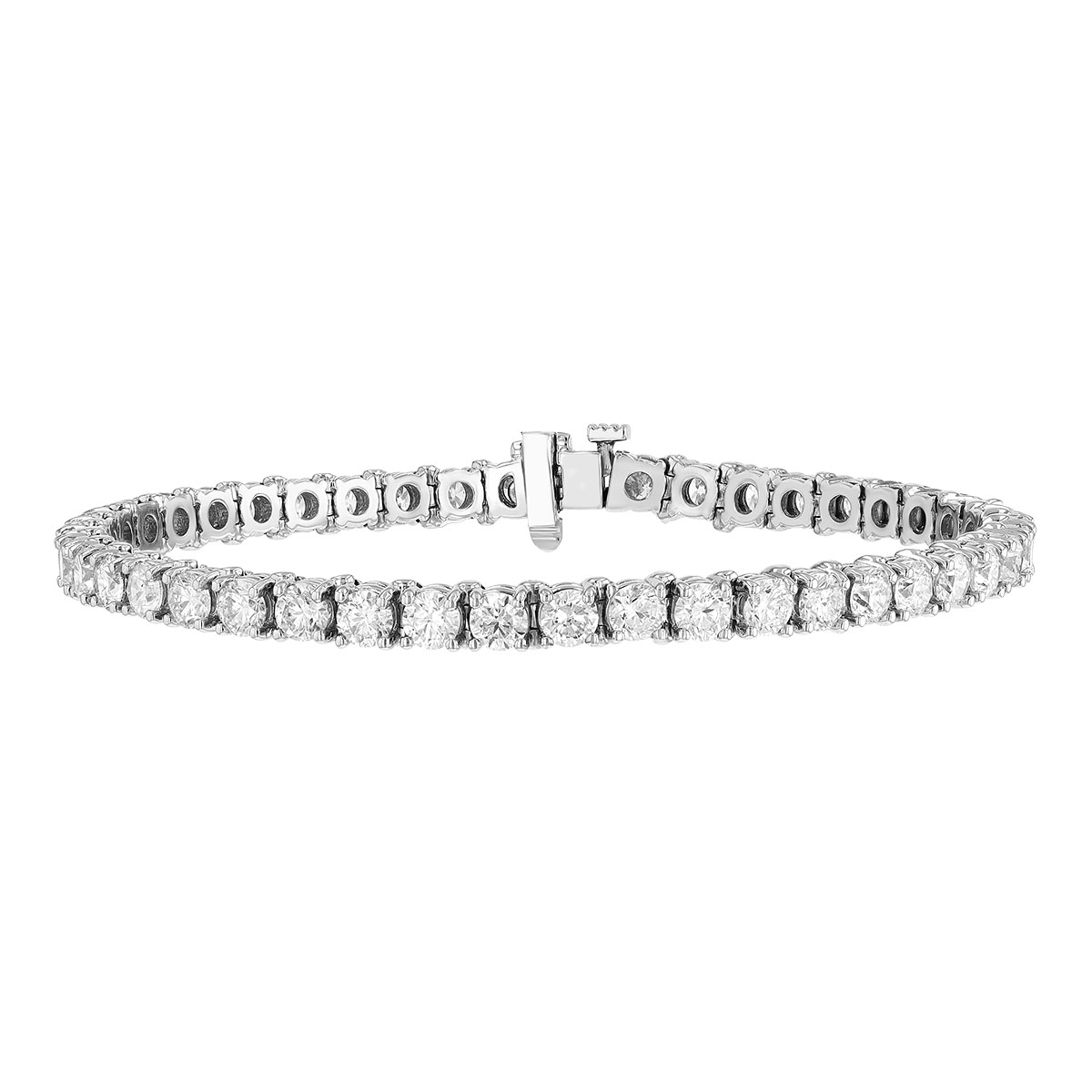 Diamond 4 Prong Low Set Tennis Bracelet in White Gold, 8.00 aptw