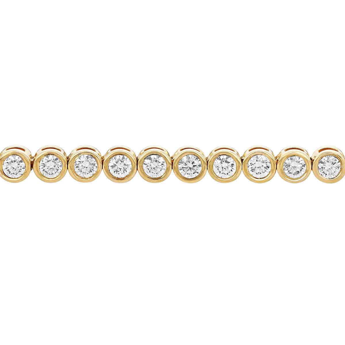 Diamond Bezel Set Tennis Bracelet in Yellow Gold, 3.50 aptw