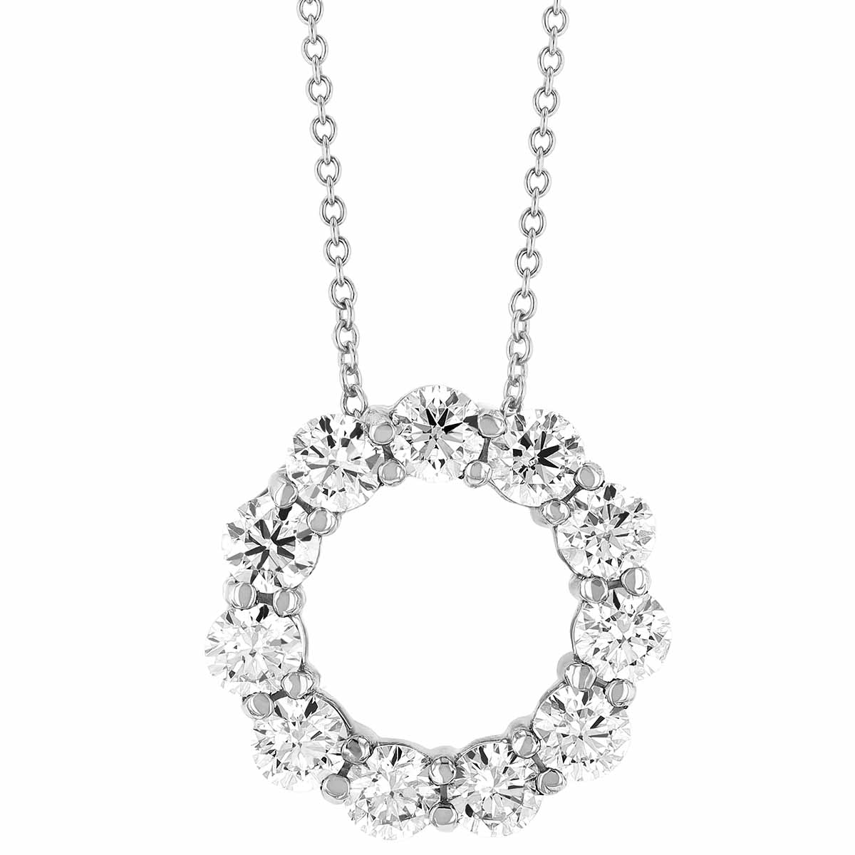 Diamond Open Circle Necklace in White Gold, 2 cttw, 18