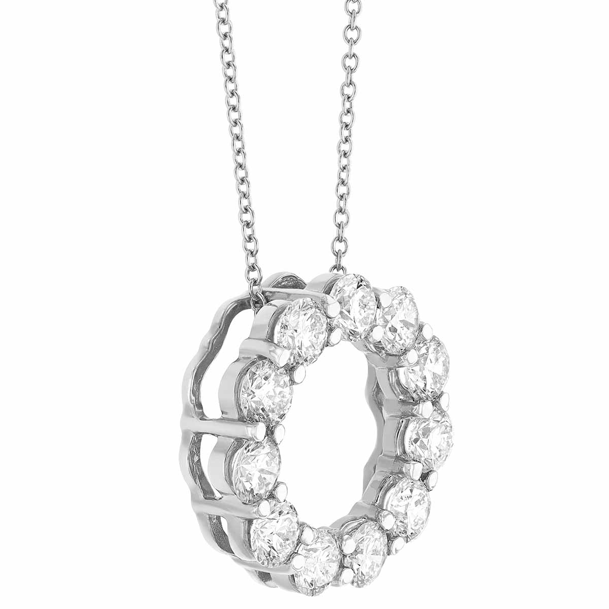 Diamond Open Circle Necklace in White Gold, 2 cttw, 18