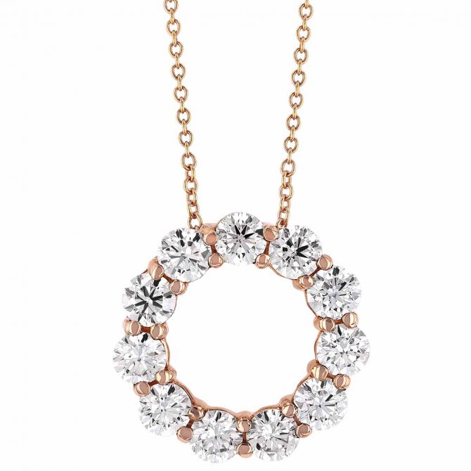 Diamond Open Circle Necklace in Rose 