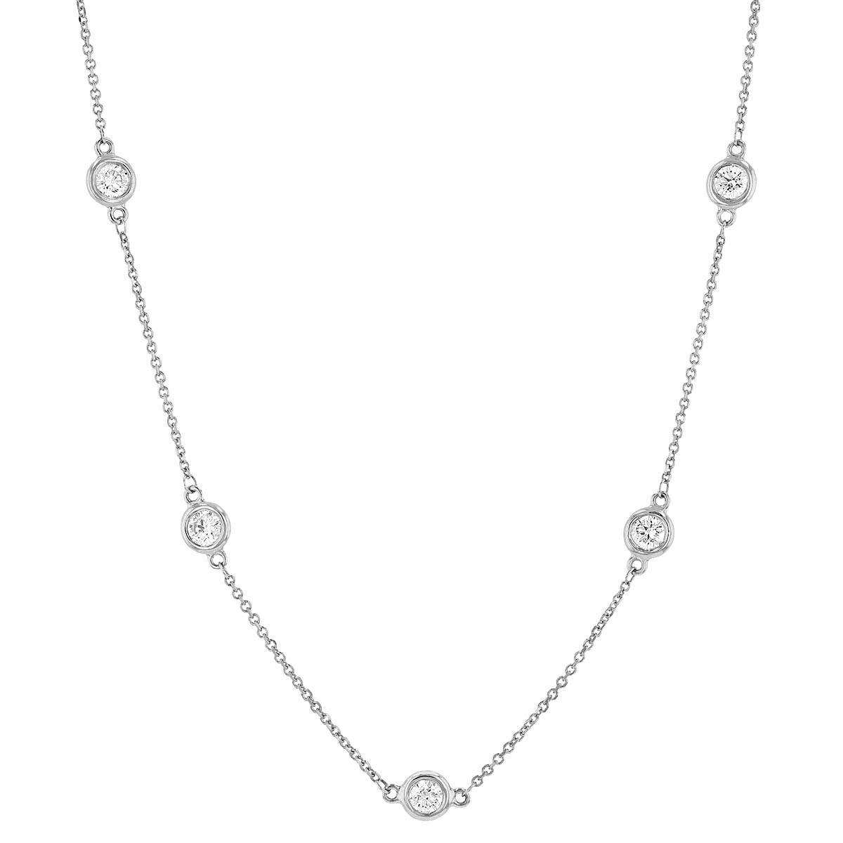 Diamond 12 Station by Yard Necklace in White Gold