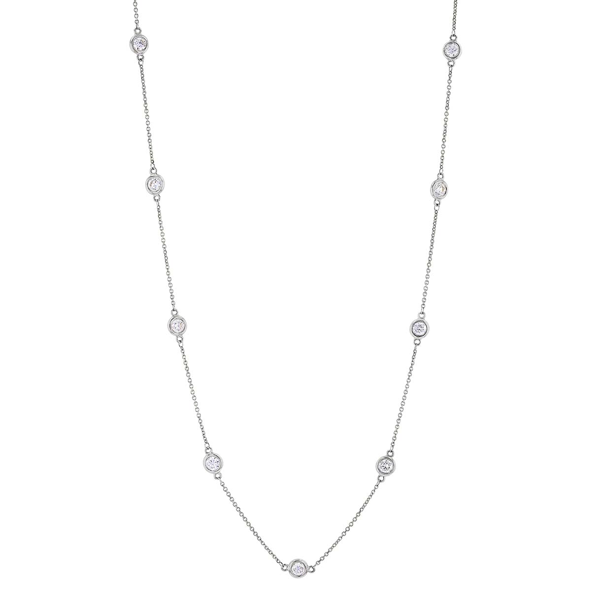 Diamond 12 Station by Yard Necklace in White Gold