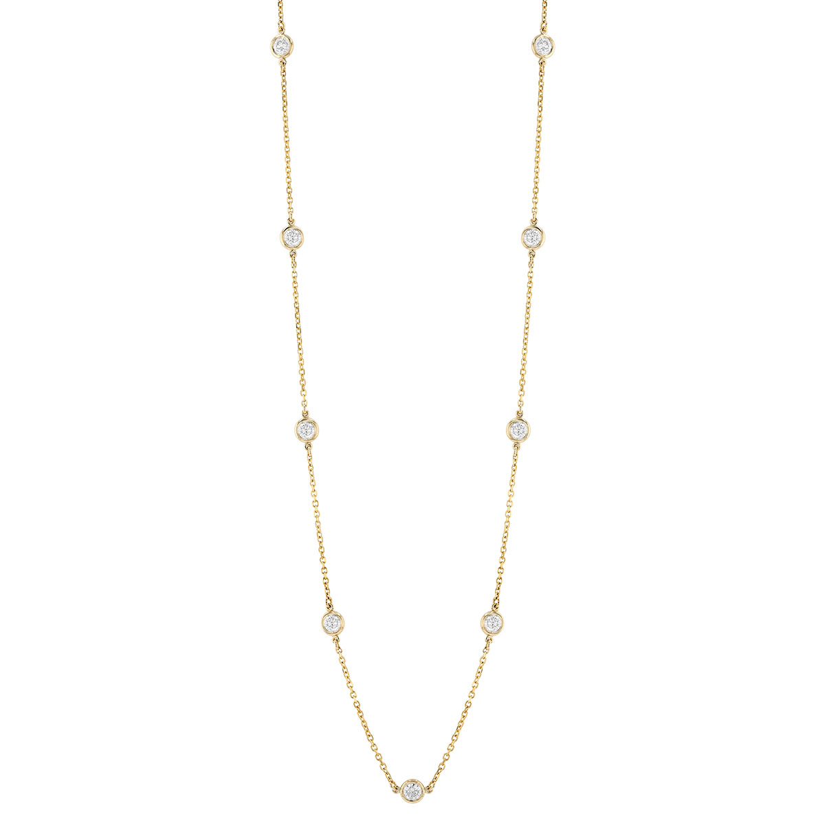Diamond 12 Station by Yard Necklace in Yellow Gold, 1.24 cttw, 18