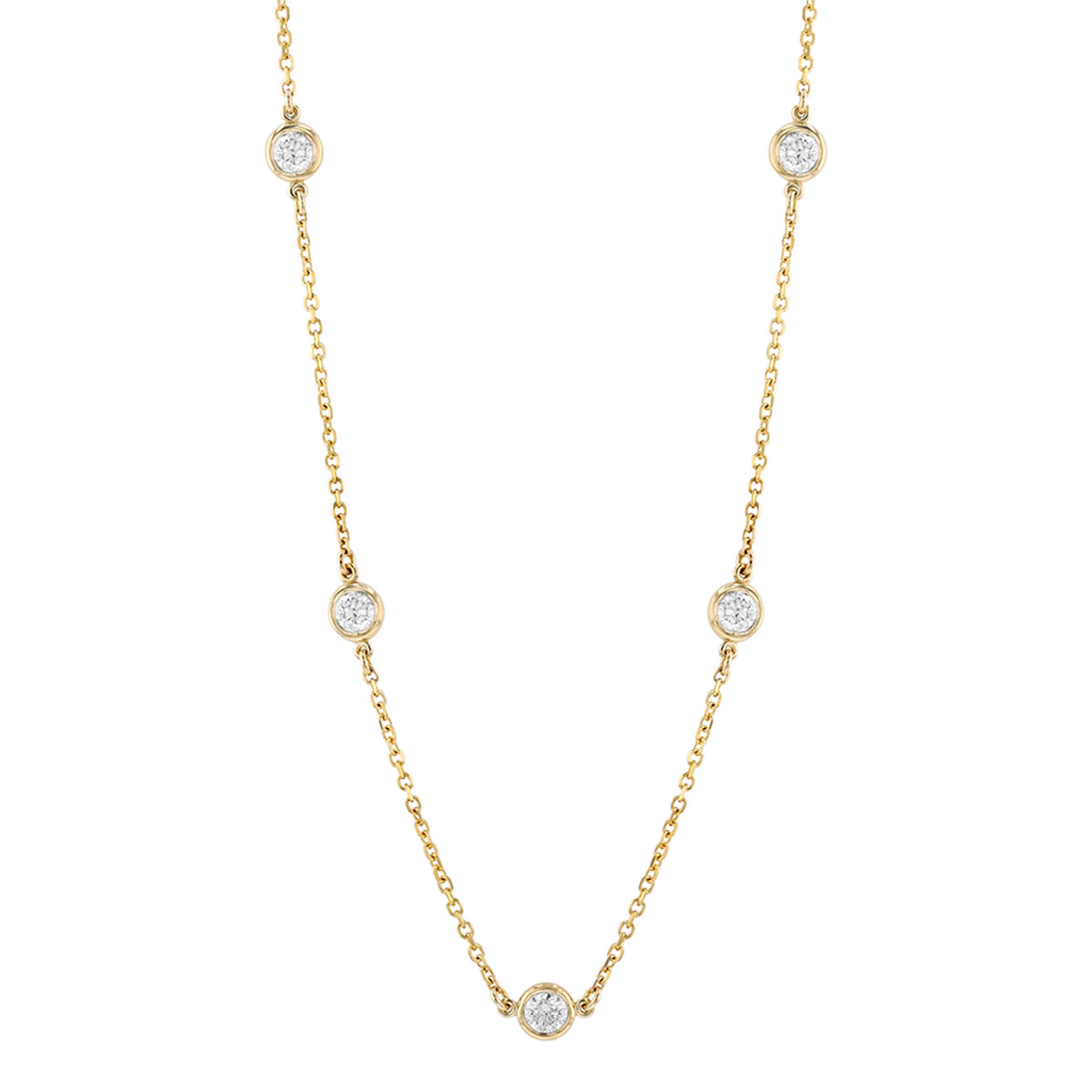 Diamond 12 Station by Yard Necklace in Yellow Gold, 1.24 cttw, 18