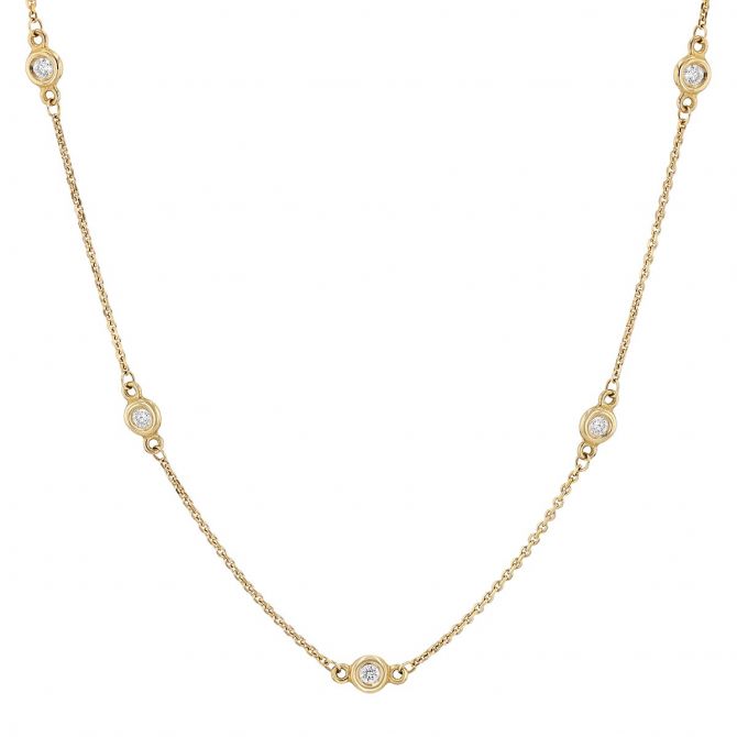 Diamond 12 Station by Yard Necklace in Yellow Gold, .40 cttw, 18"