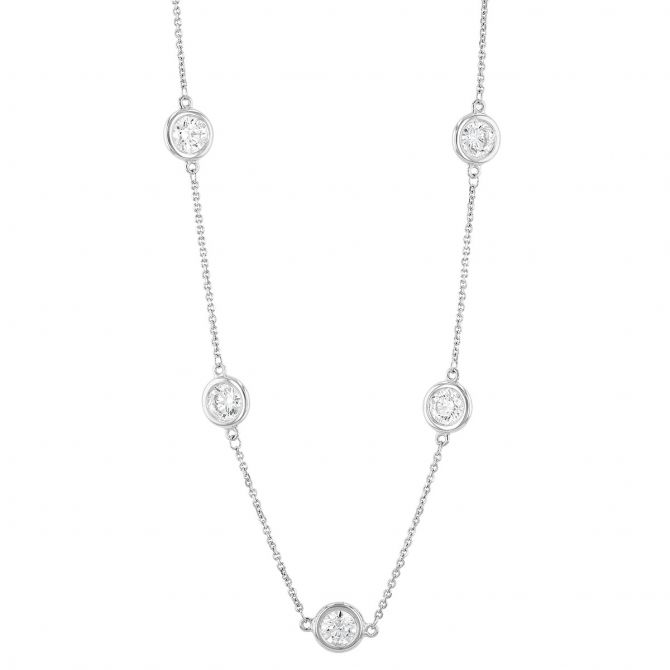 Estate Diamond Slice Station Platinum Filigree Chain Necklace