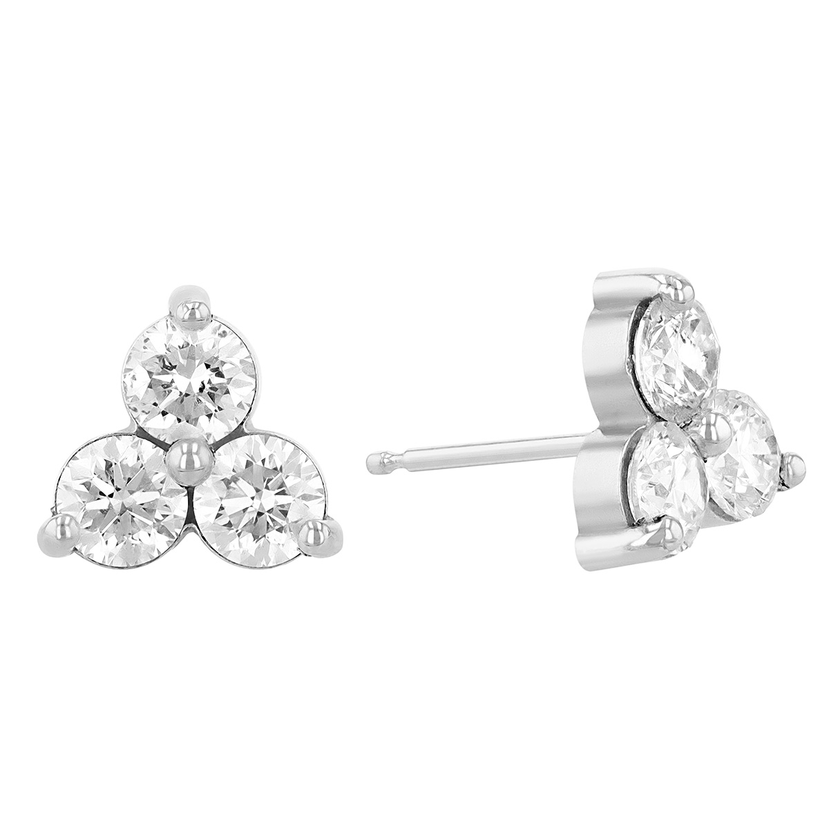 Diamond Muse 0.10 cttw Rose Gold Over Sterling Silver 3-Stone Diamond Stud  Earrings