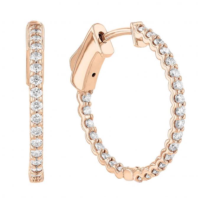 Diamond Inside Out Hoop Earrings in Rose Gold, 0.55 aptw