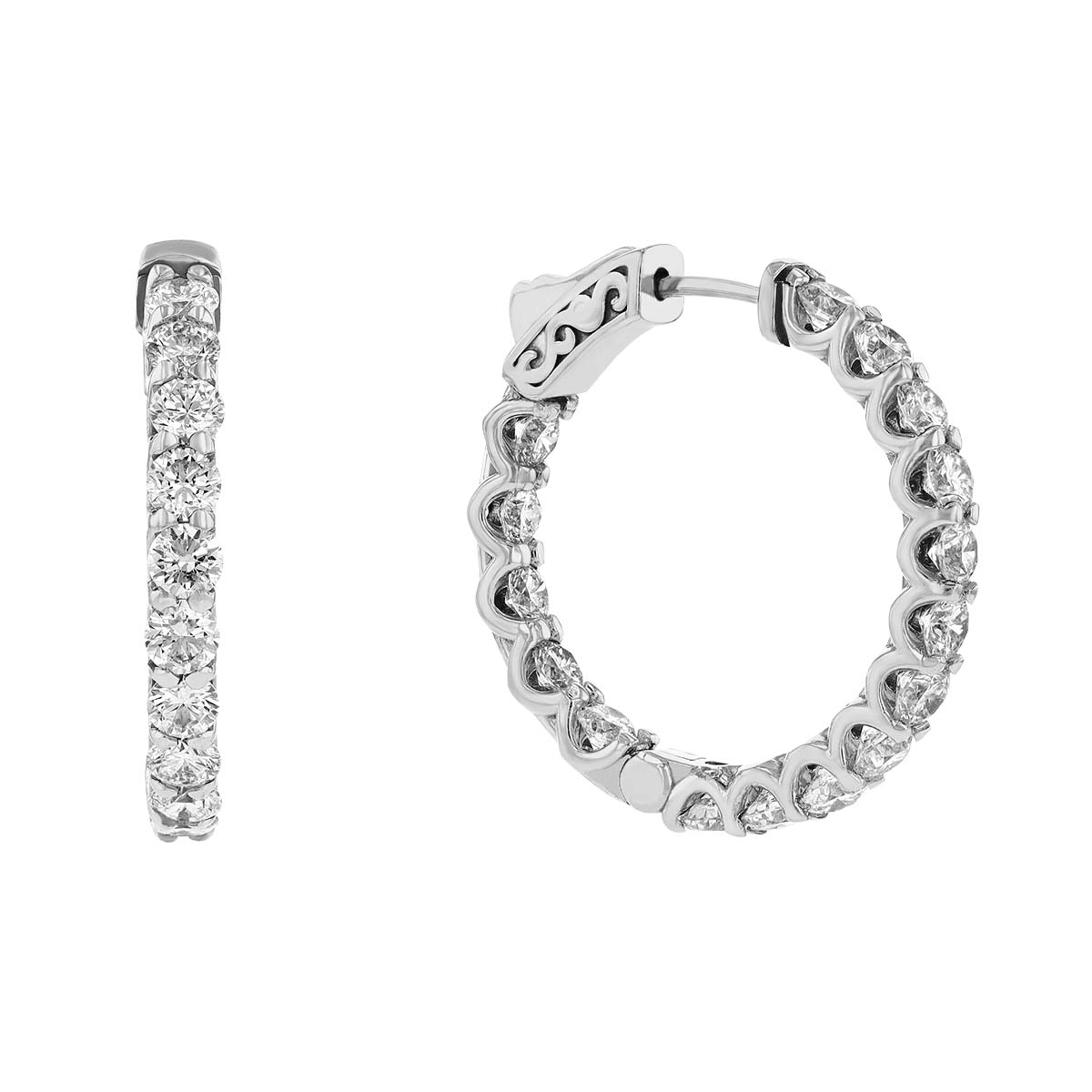 Diamond Inside Out Hoop Earrings in White Gold, 3.25 aptw | Borsheims