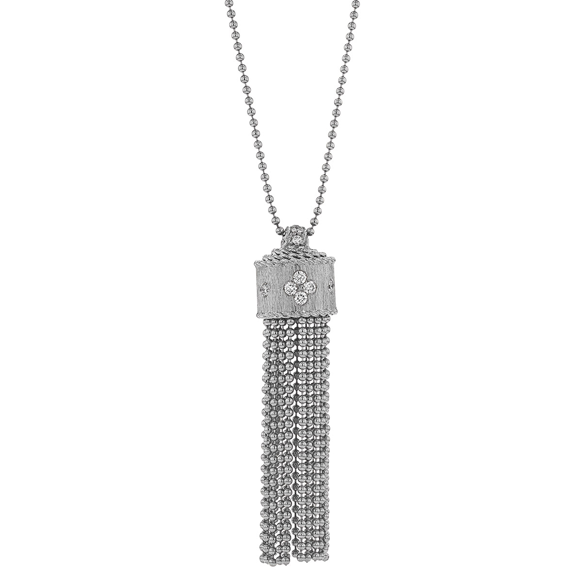 Roberto Coin Princess Diamond Tassel Pendant in White Gold, 32