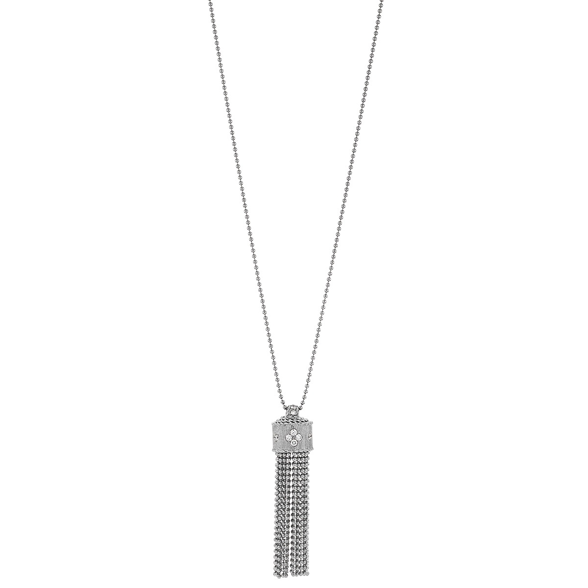 Roberto Coin Princess Diamond Tassel Pendant in White Gold, 32