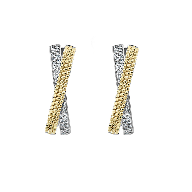 LAGOS Gold Caviar Diamond Hoop Earrings, Medium