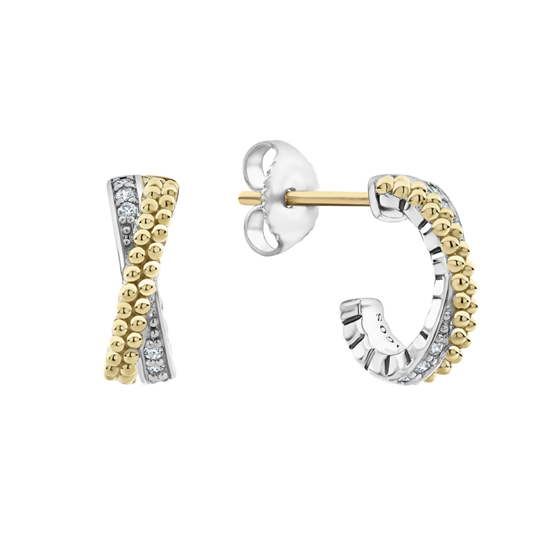 LAGOS Gold Caviar Diamond Hoop Earrings, Small