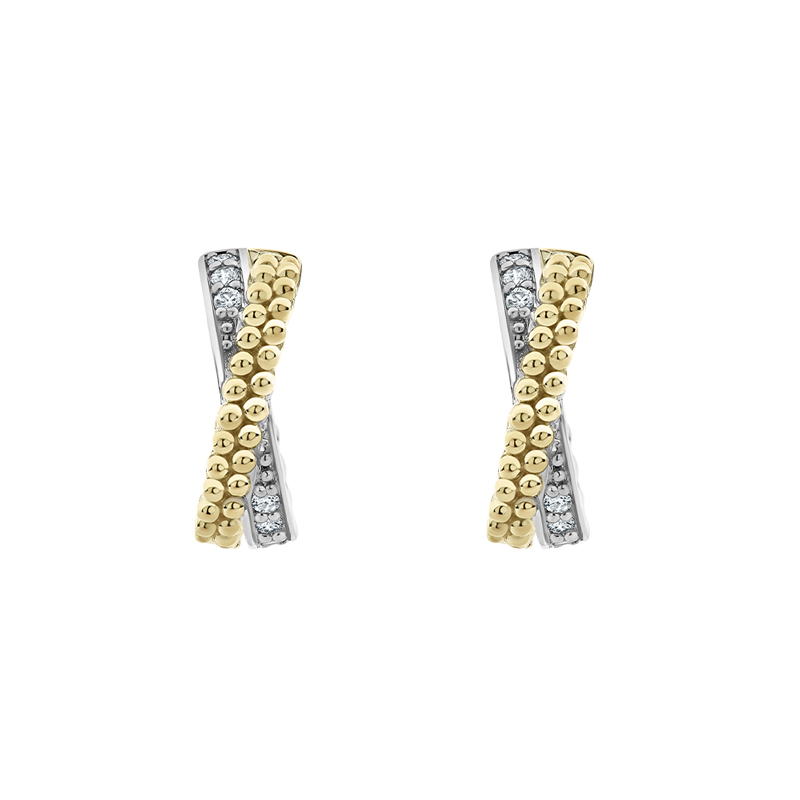 LAGOS Gold Caviar Diamond Hoop Earrings, Small