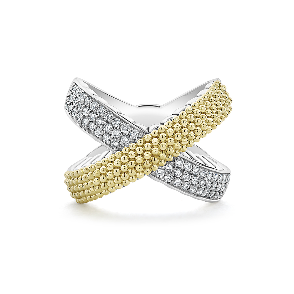 LAGOS Gold Caviar Diamond X Ring
