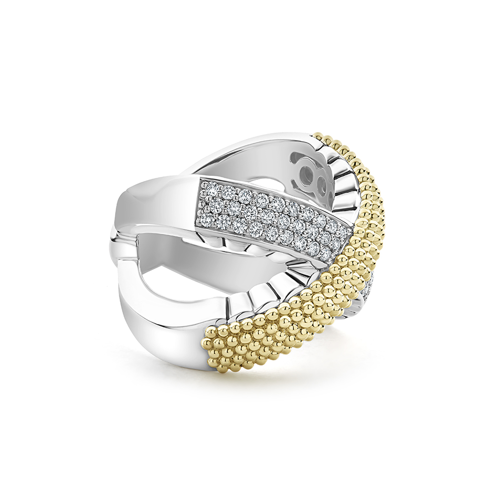 LAGOS Gold Caviar Diamond X Ring